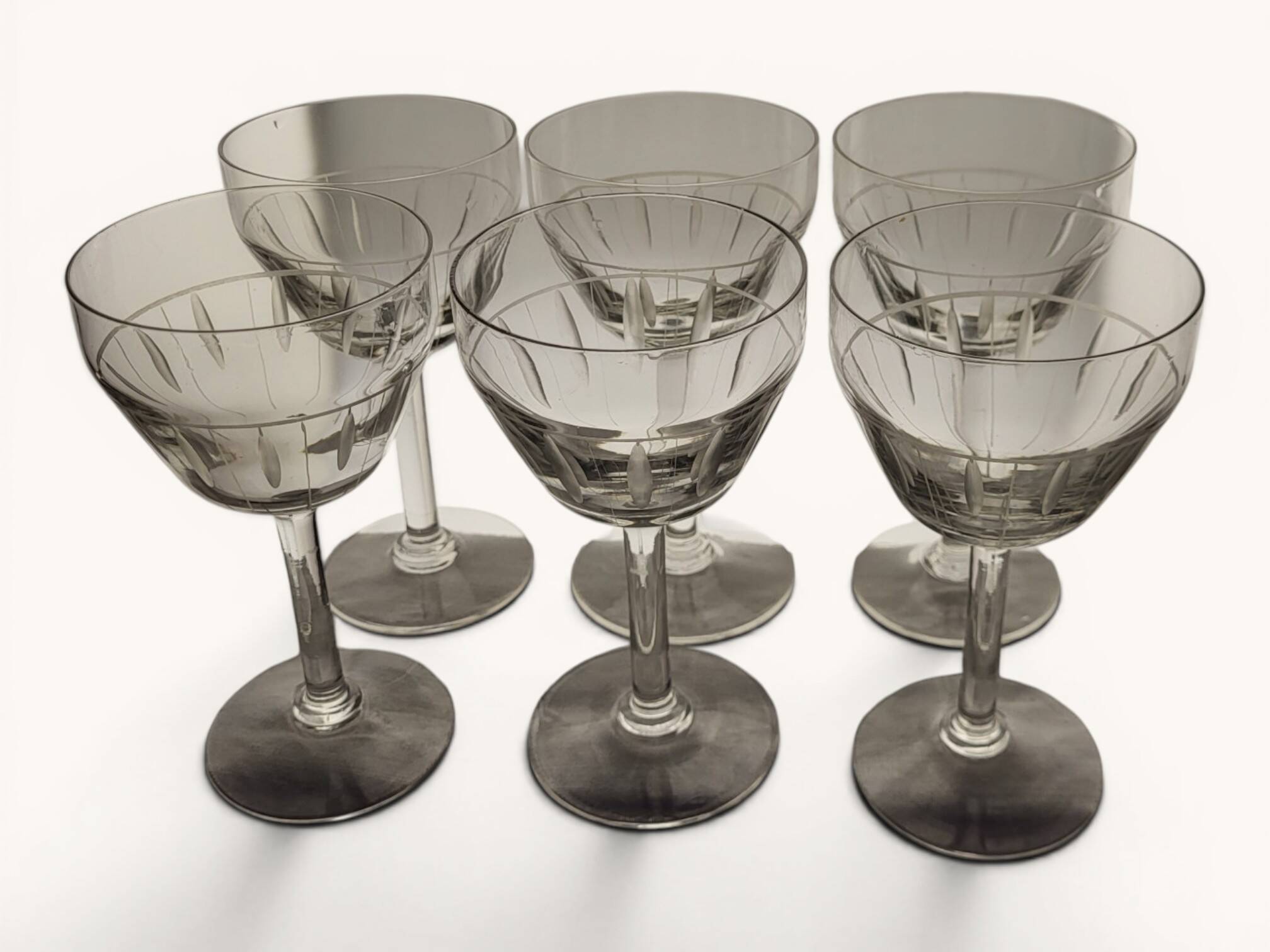 6 Art Deco water glasses