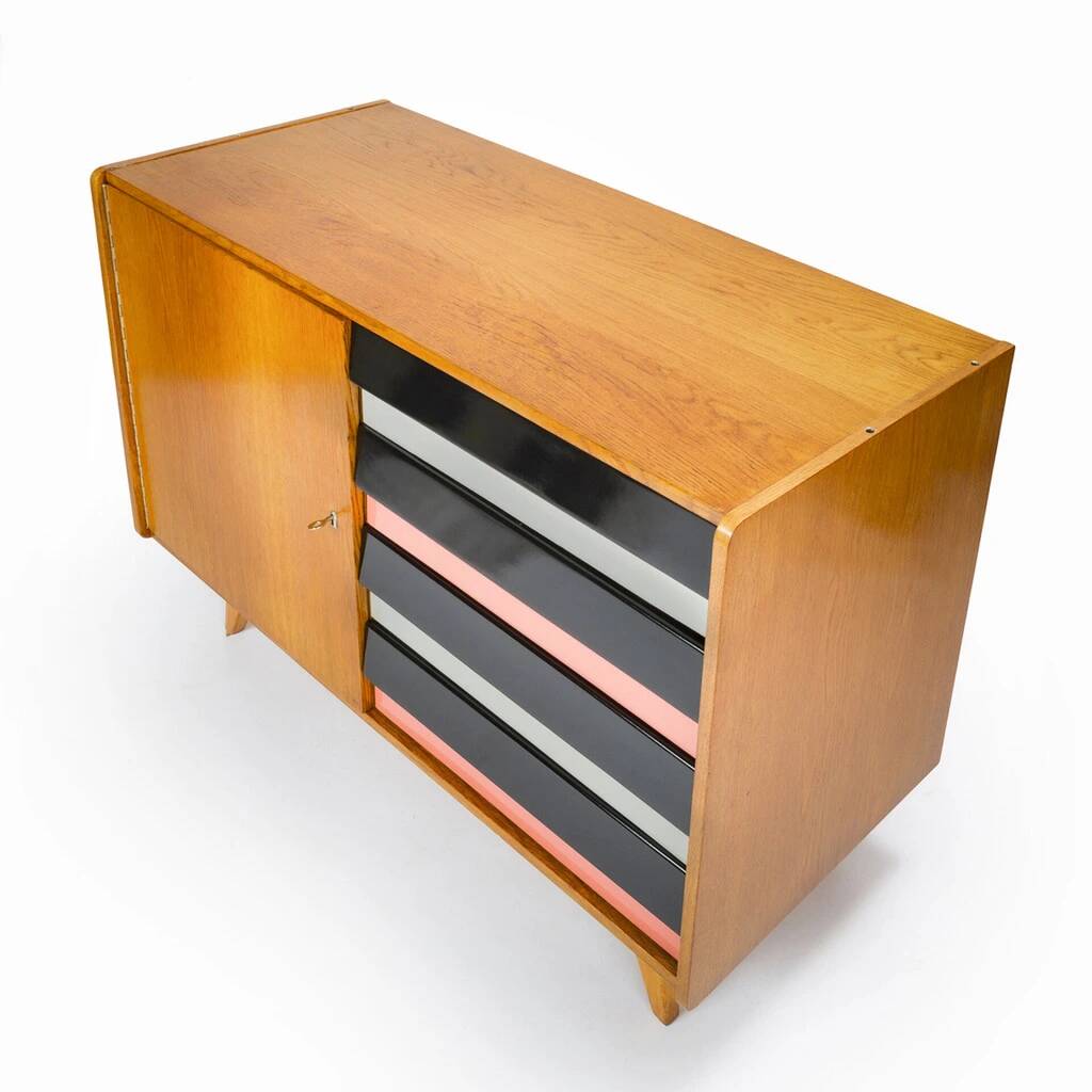 Original U-458 cabinet designed by Jiří Jiroutek in 1958 -  Black & Pink