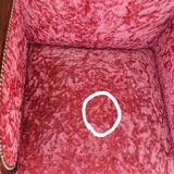 2 Art Deco armchairs in red velvet and wood