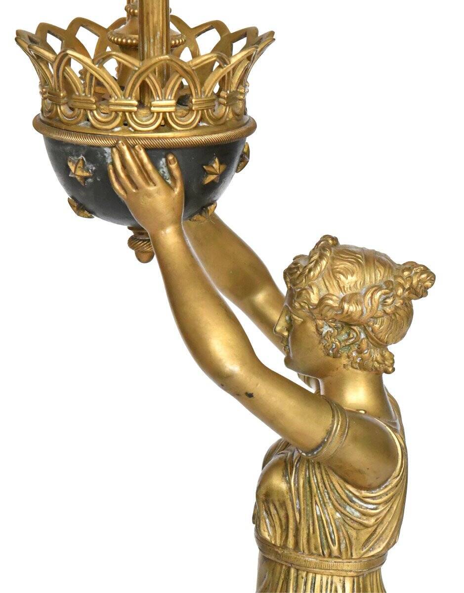 Gilded bronze and marble lamp in Empire style