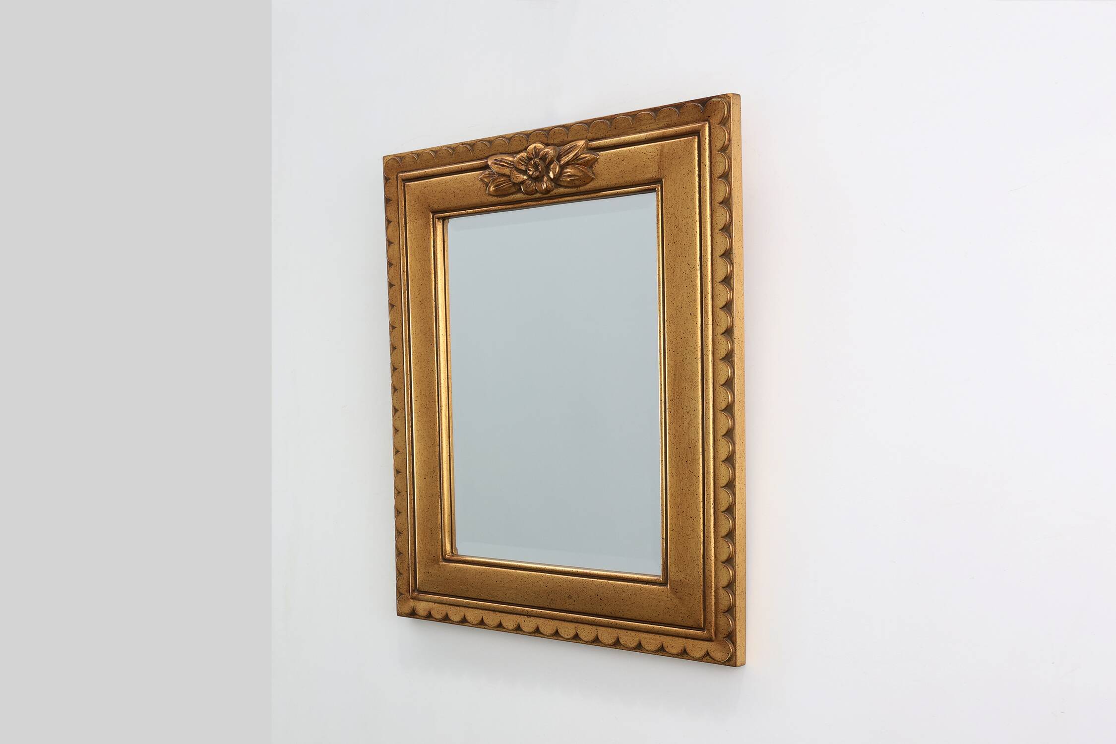 20th Century rectangular Deknudt Gilt Resin Mirror, Belgium
