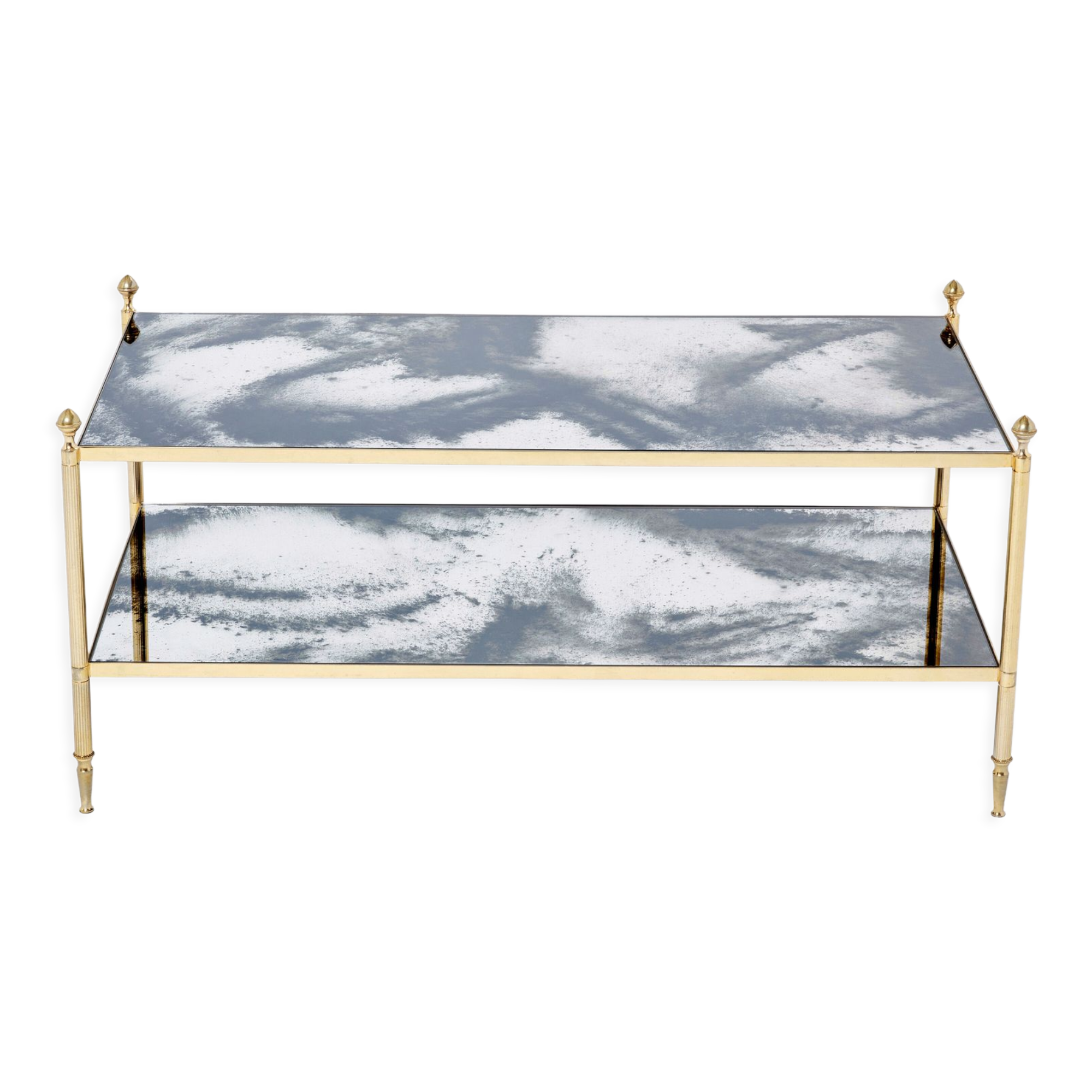 Coffee table brass chrome mirror decorated 1970