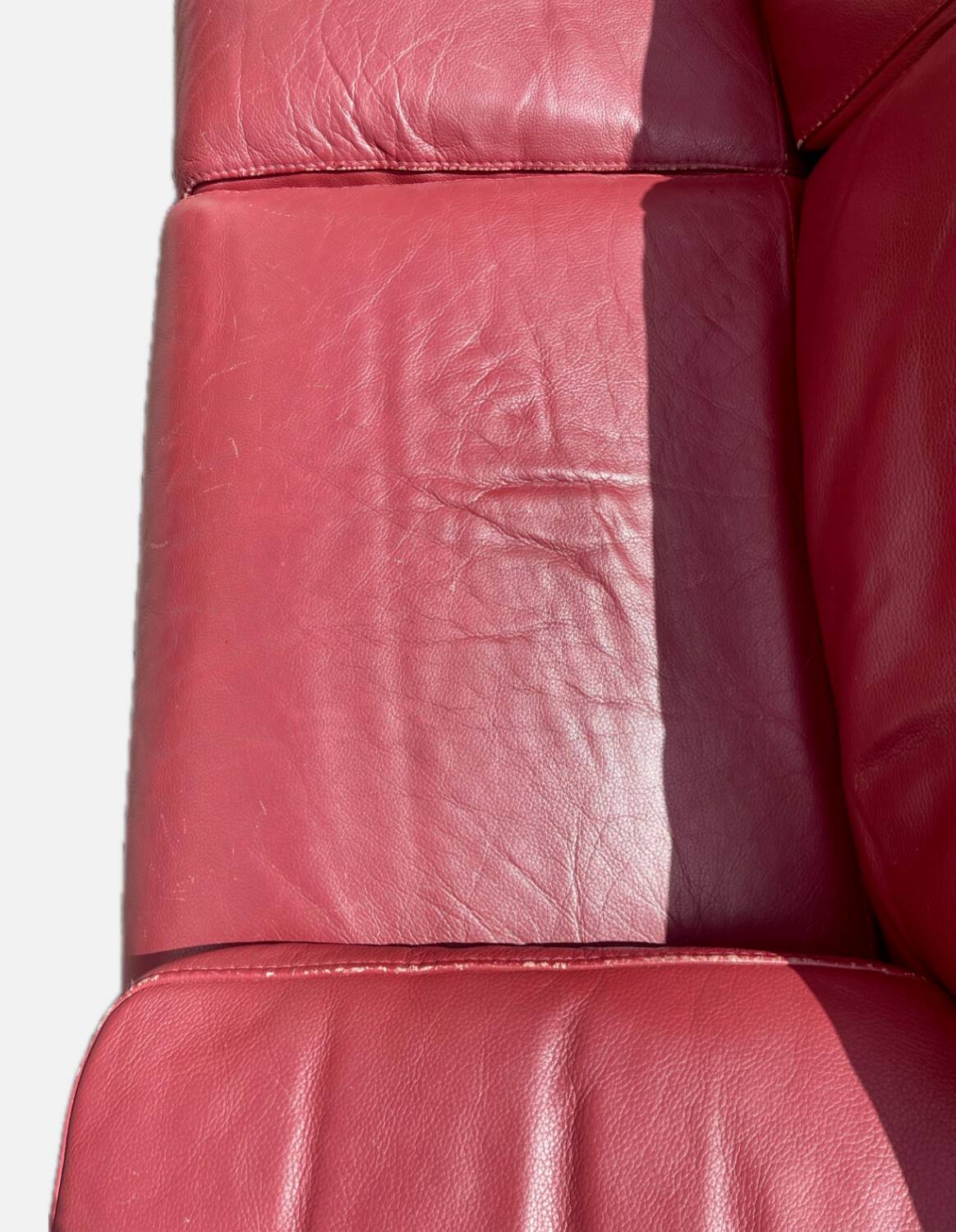 Vintage Roche Bobois red leather sofa