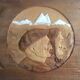 Old carved solid wood top, with glass plate - 50s