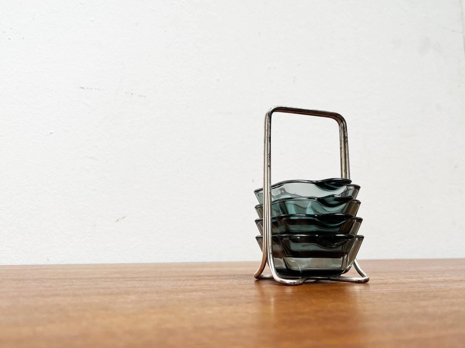 Stackable German ashtrays from the mid-century by Wilhelm Wagenfeld for WMF, 1960s, set of 5.