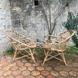 Pair of vintage rattan armchairs