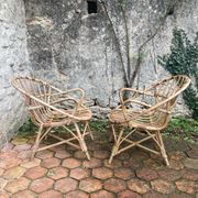 Pair of vintage rattan armchairs