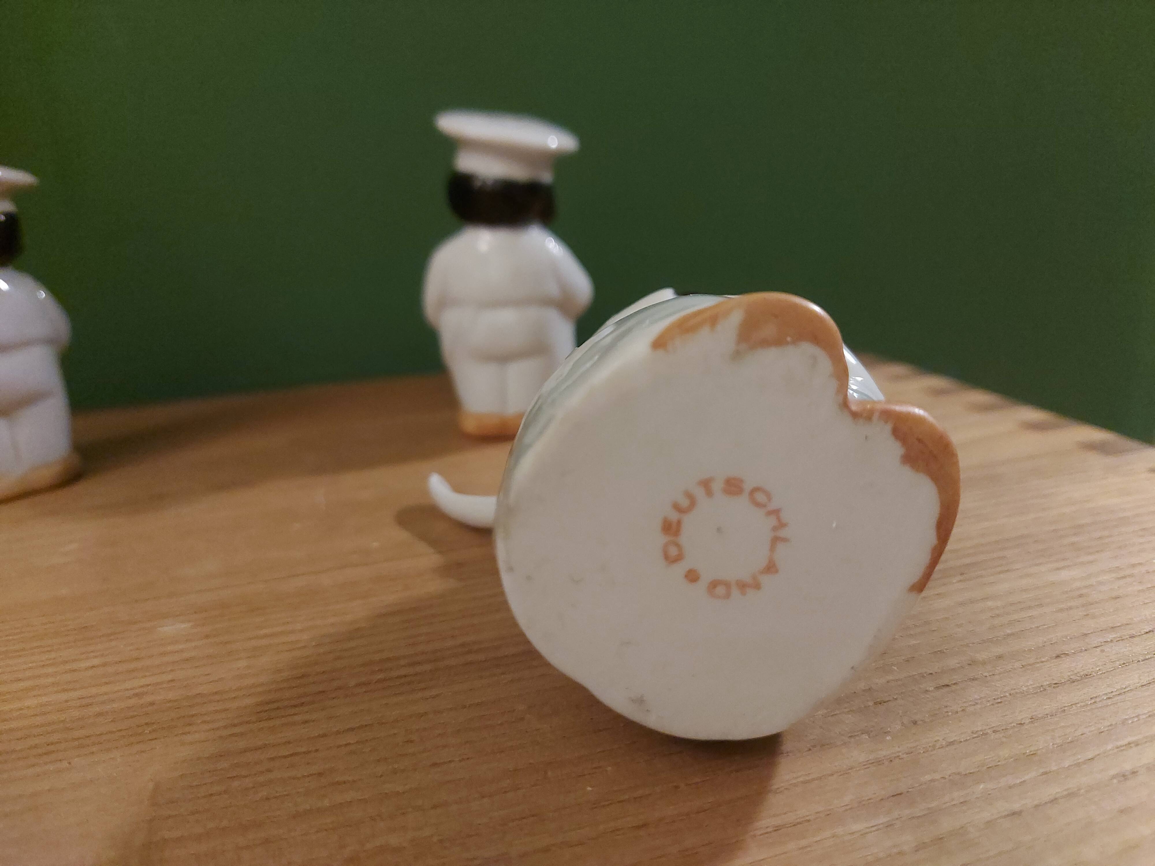 Vintage salt shaker, pepper and mustard set