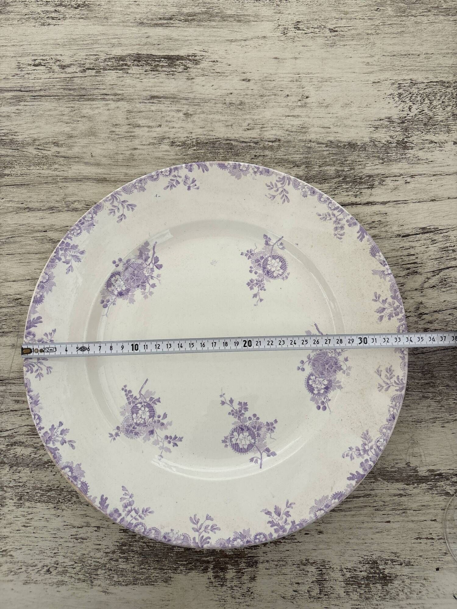 Antique Longwy Hanoï Serving Platter • Lavender Transferware, c.1890–1900 (