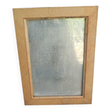 Vintage rectangular mirror with rattan frame