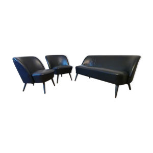 Salon canapé 2 fauteuils chauffeuses