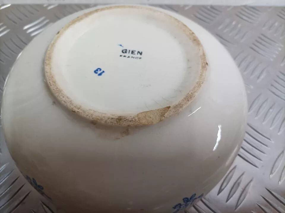 Antique Gien earthenware salad bowl