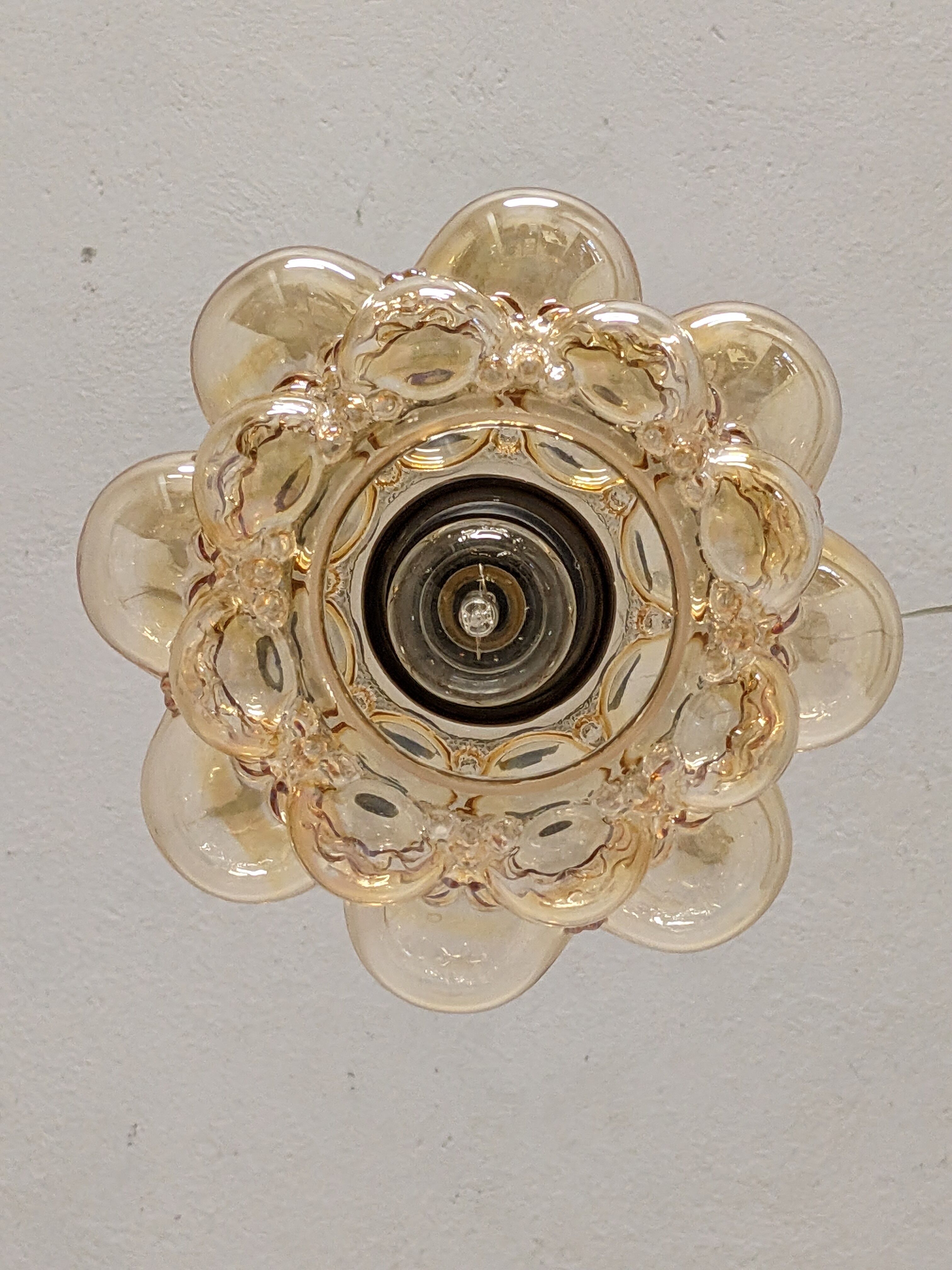 Amber bubble pendant lamp by Helena Tynell for Limburg 60s/70s