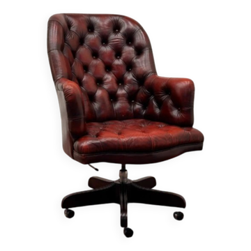 Chaise de bureau Chesterfield en cuir oxblood anglais