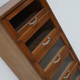 Vintage German Beech / Oak Haberdashery Shop Cabinet / Vitrine, 1950s