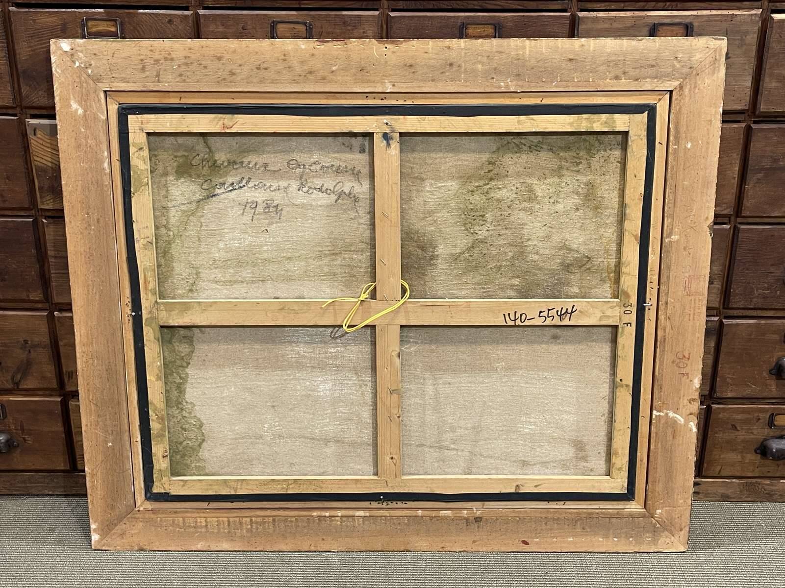 Oil on canvas by R. Caillaux (1904-1989) "Race Horses"