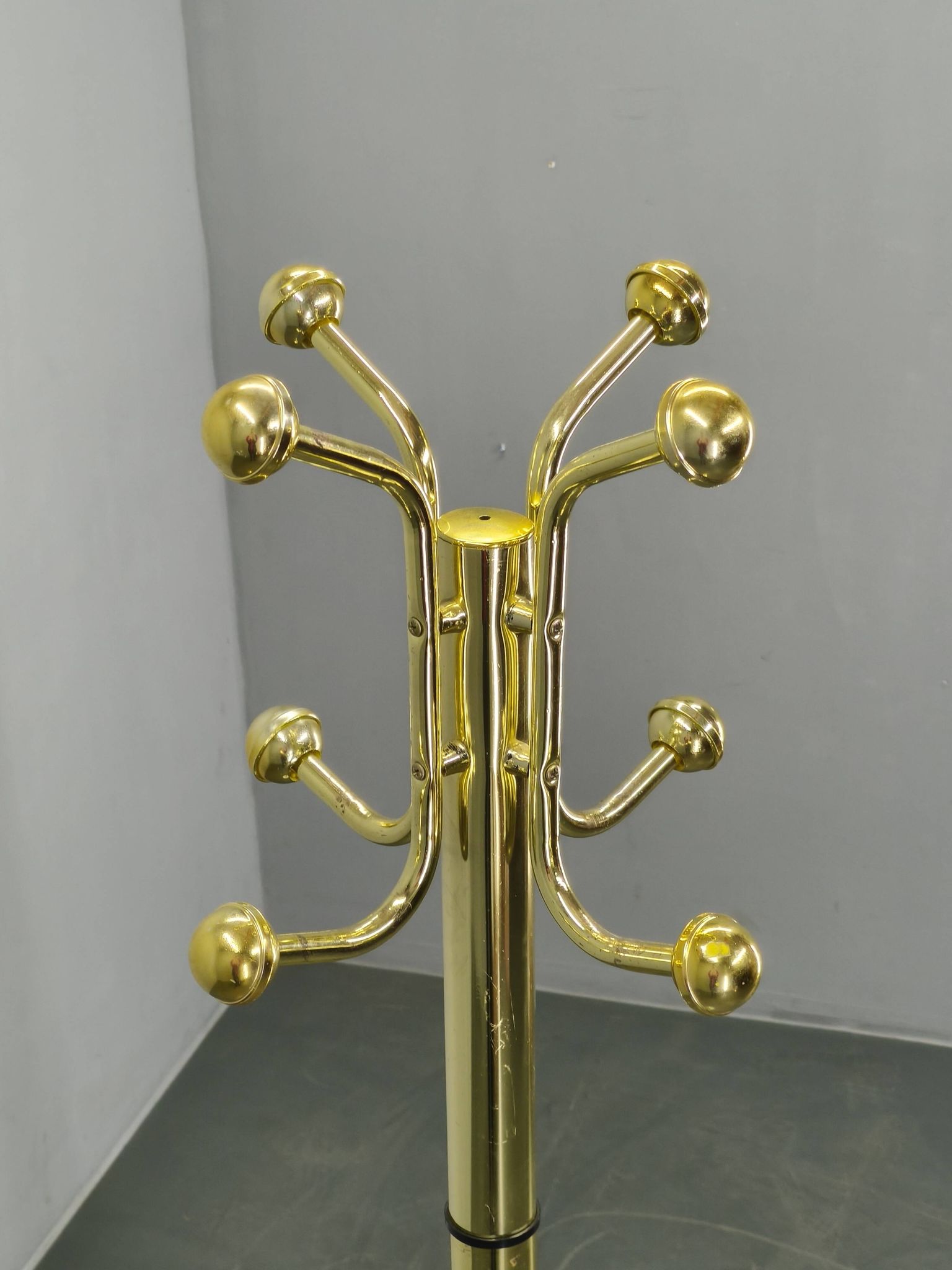 Italian Brass-Plated Coat Rack with Marble Base, 1970s