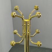 Italian Brass-Plated Coat Rack with Marble Base, 1970s
