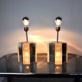 Pair of Poliarte Cubic lamps by Albano Poli, murano glass, Italy, 1960