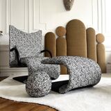 Armchair set and footrest vintage design line Roset Zen