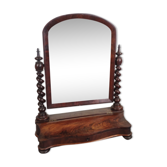 Mahogany dressing table mirror with compartment