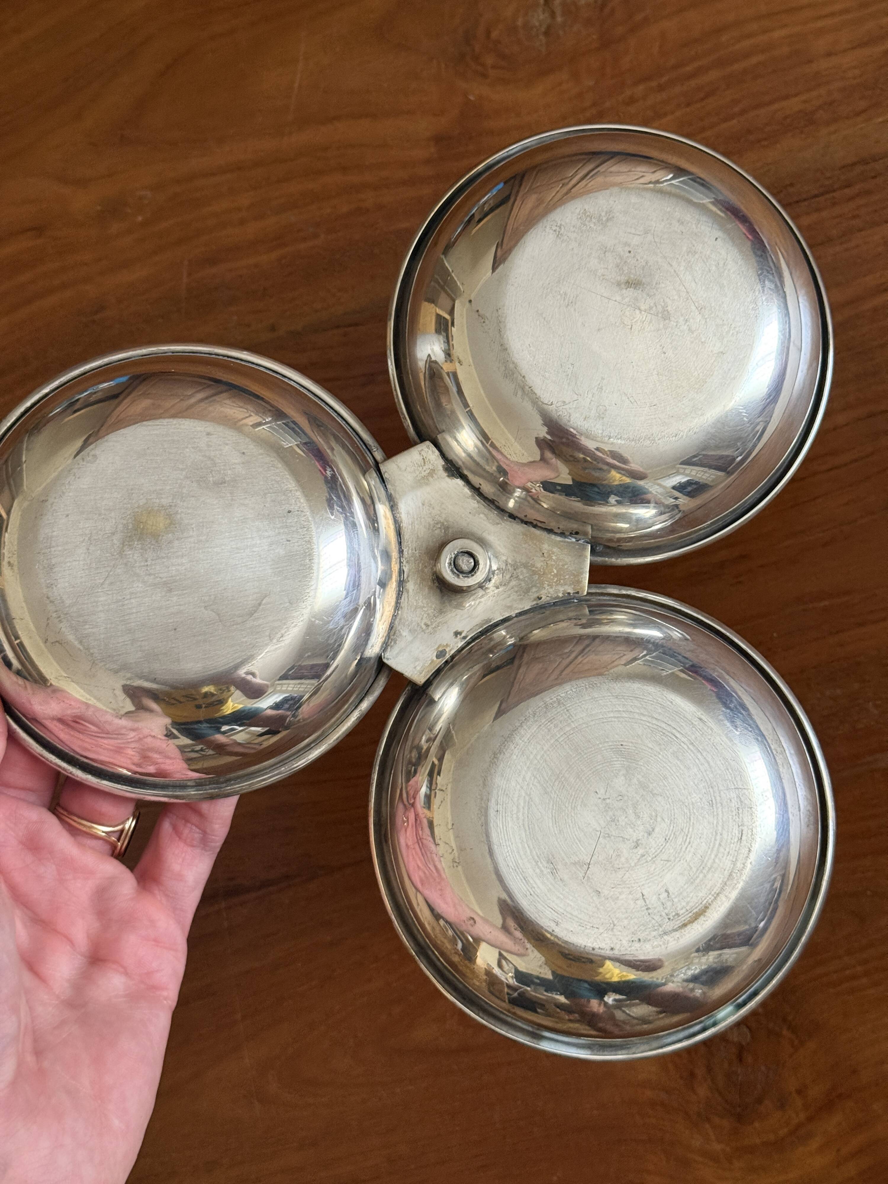 Serviteur à apéritif 3 compartiments en métal argenté – décor végétal
