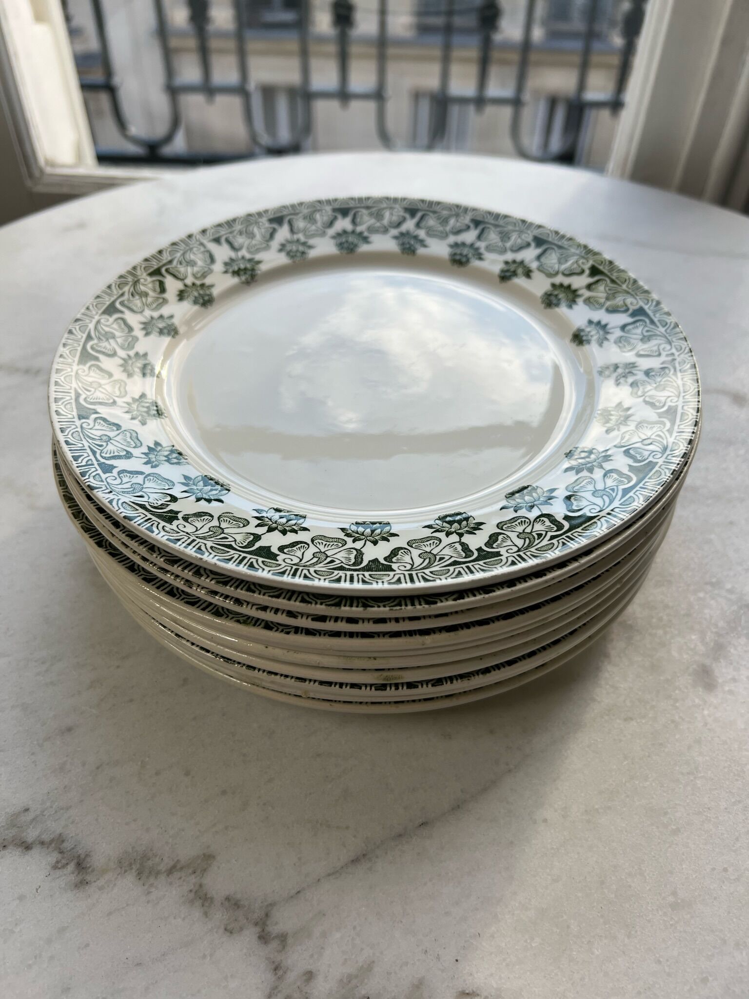 Set of 10 plates Terre de Fer, Model Clover - Badonviller