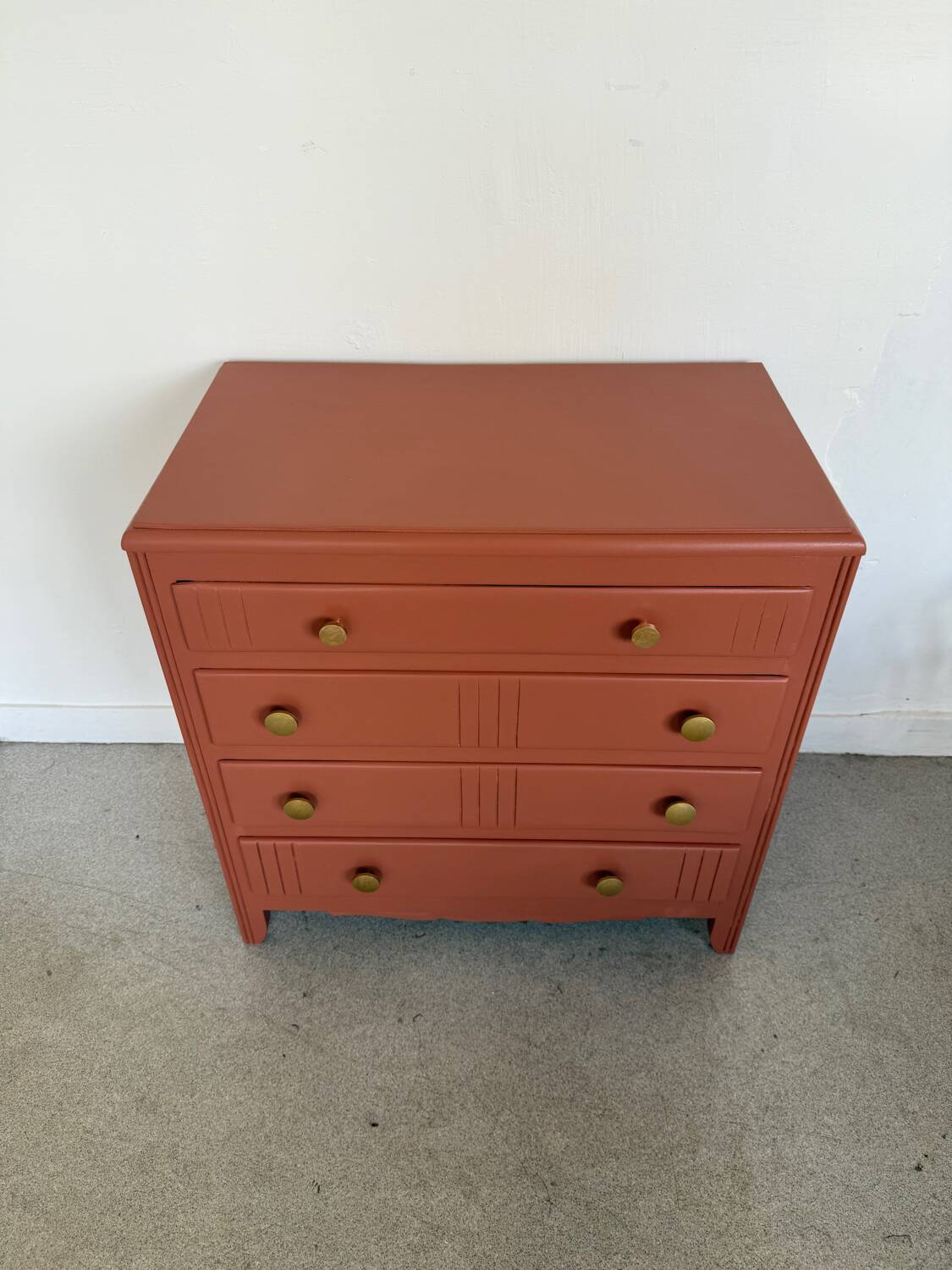 Commode vintage bois terra cotta art déco