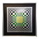 Typical silkscreen painting in kinetic checkerboard on aluminum, Italian abstract design in Vasarely style