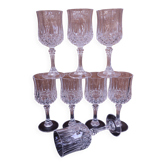 8 crystal red wine glasses from Arques, Longchamp model.