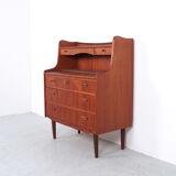 Teak Danish secretary with pull out mirror and desk, 1960s