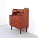 Secrétaire danois en teck avec miroir coulissant et bureau, années 1960