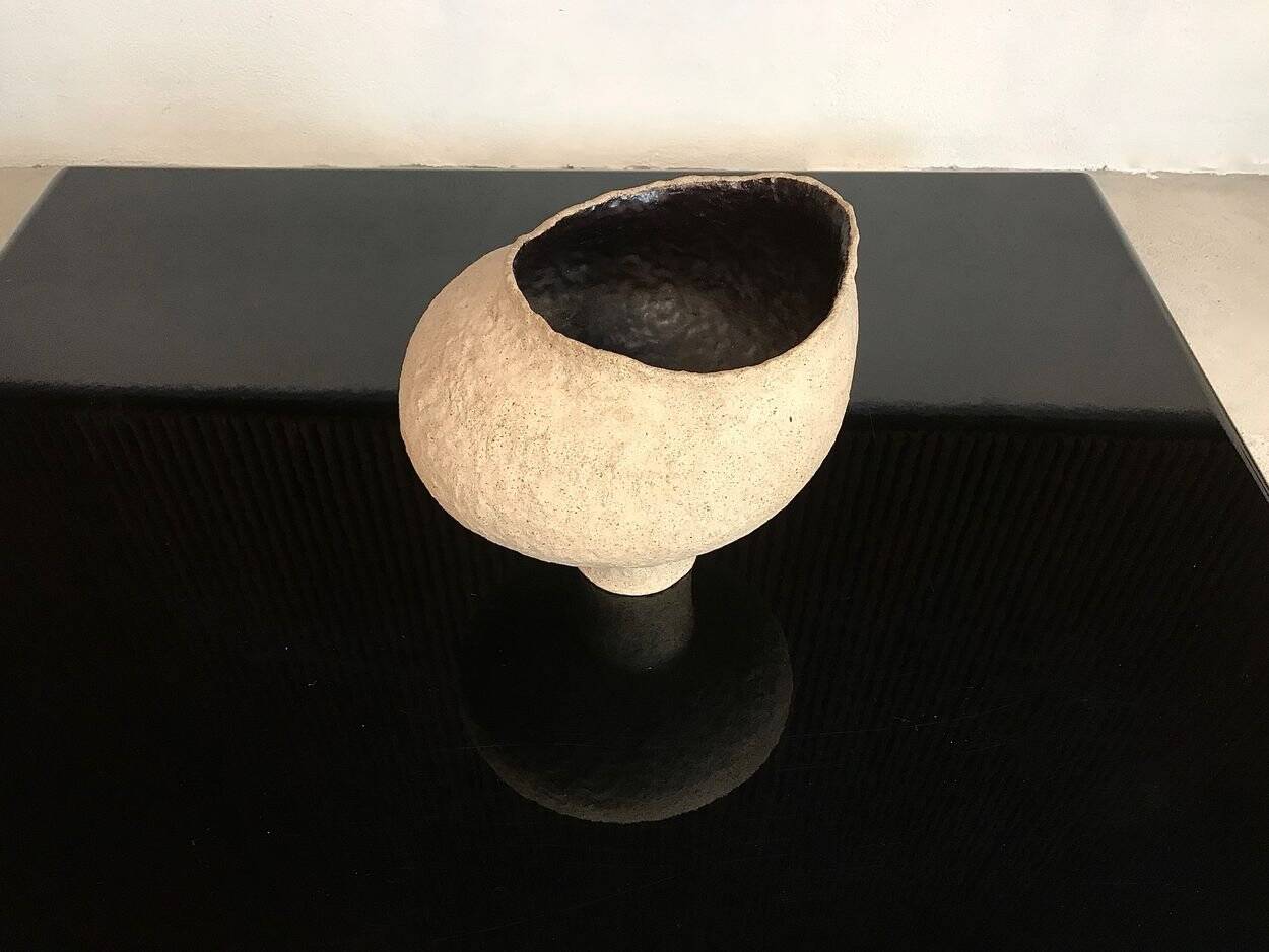 Sculptural studio ceramic art pottery vase, Germany 1966