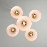 Vintage Italian Chrome and Opaline Chandelier, 1970s