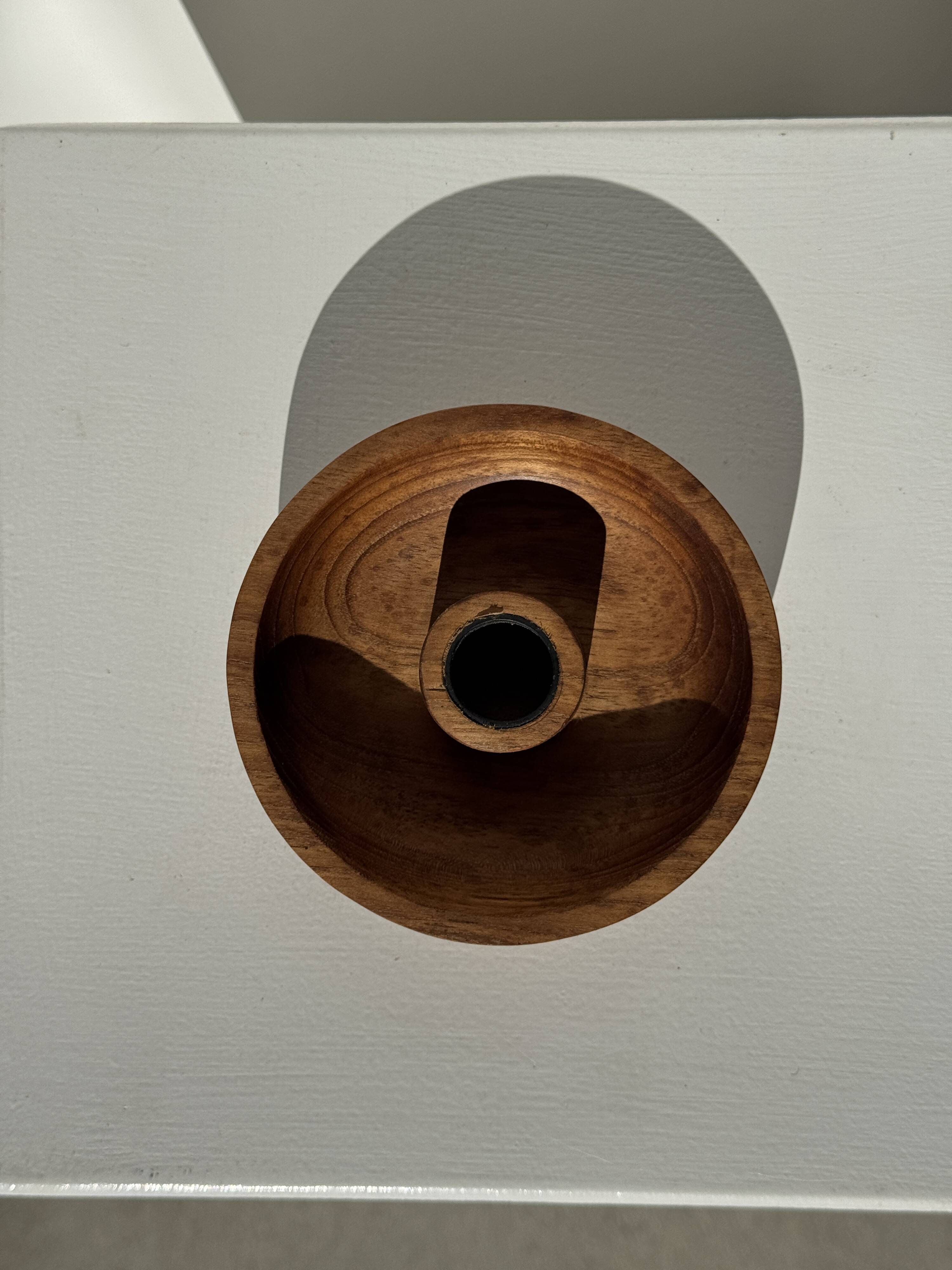 Circular teak monoxyle candle holder D12 H3