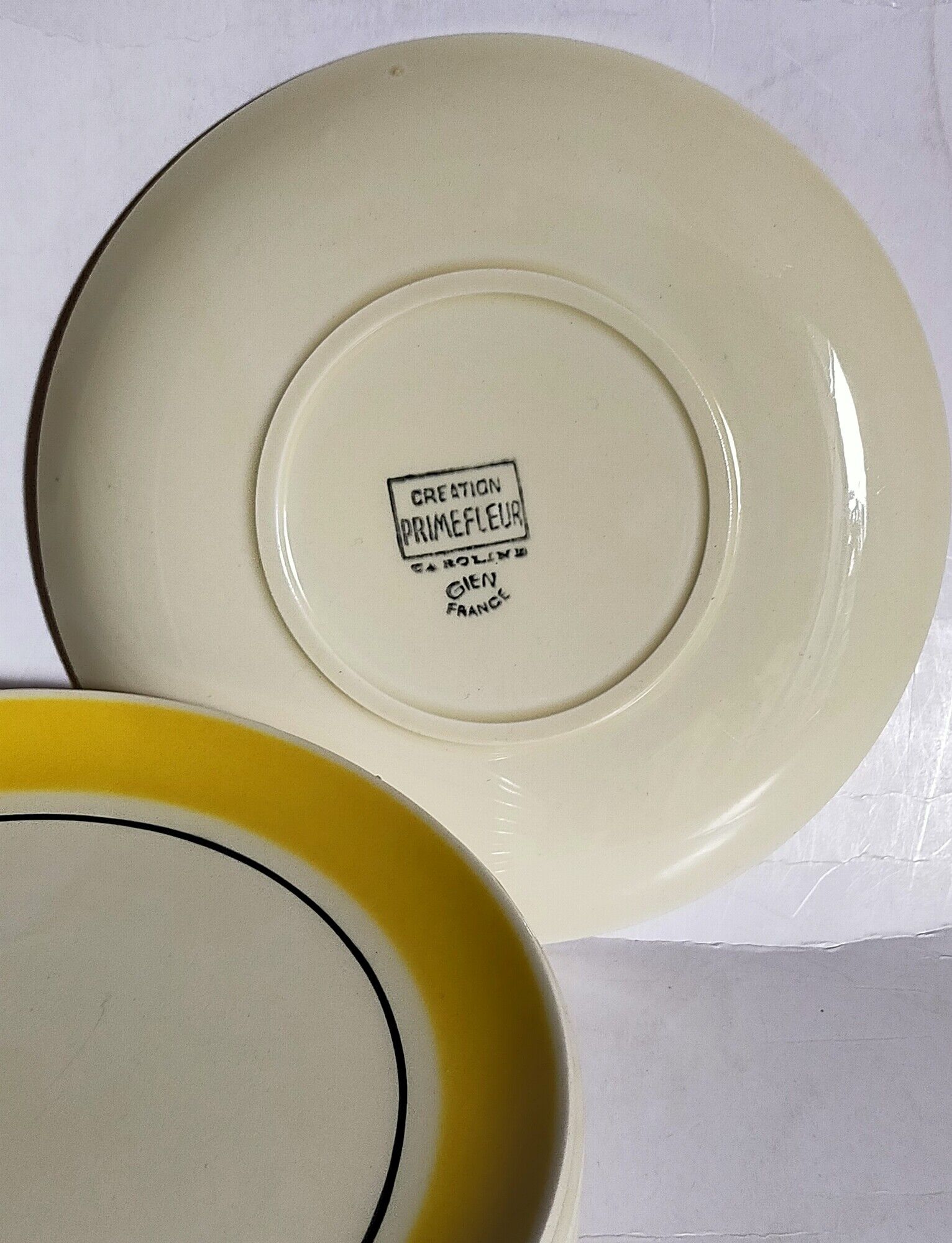 Ten dessert plates faience from gien creation primefleur, vintage "caroline" service