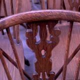 Ensemble de 6 chaises Windsor à dossier lyre en chêne massif, milieu du siècle, années 1960