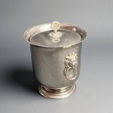 Tableware, Thermid silver metal ice bucket, glass bowl, lion handles X