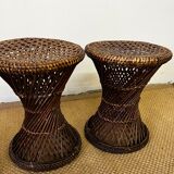 Stools "tam tam" in rattan / wicker