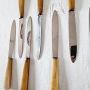 12 antique knives with edgeless resin handle and stainless steel metal