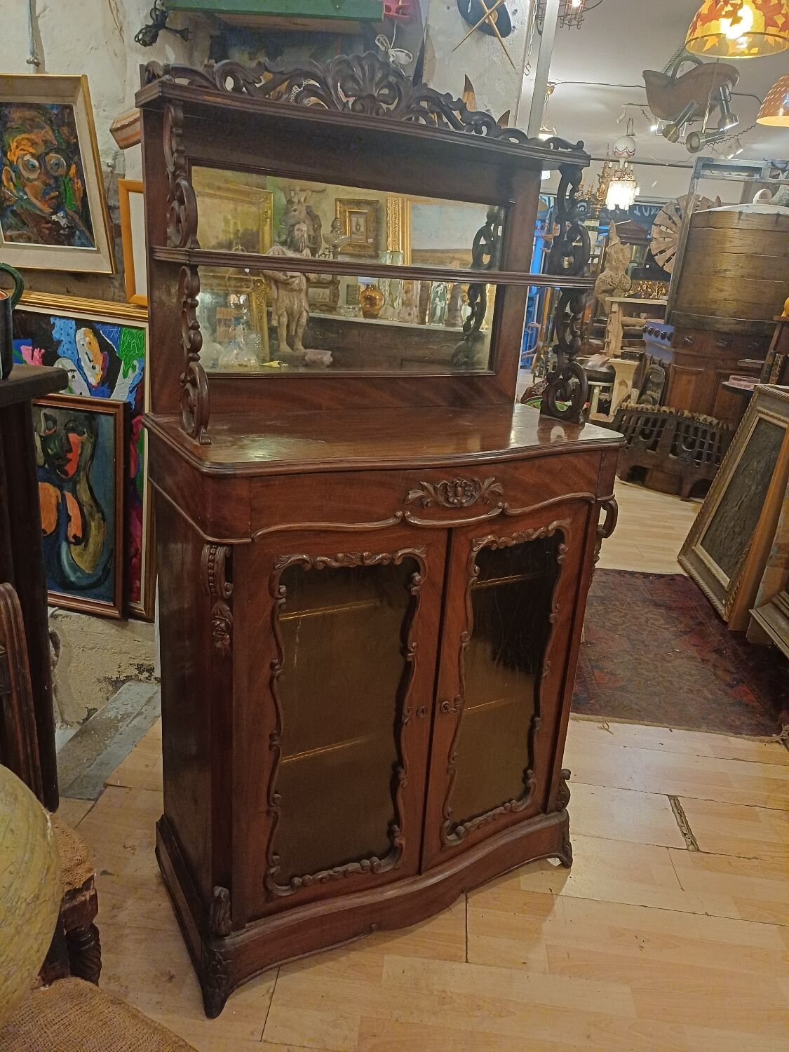 Small mahogany cabinet from the Napoleon III period, in its original 19th-century condition.