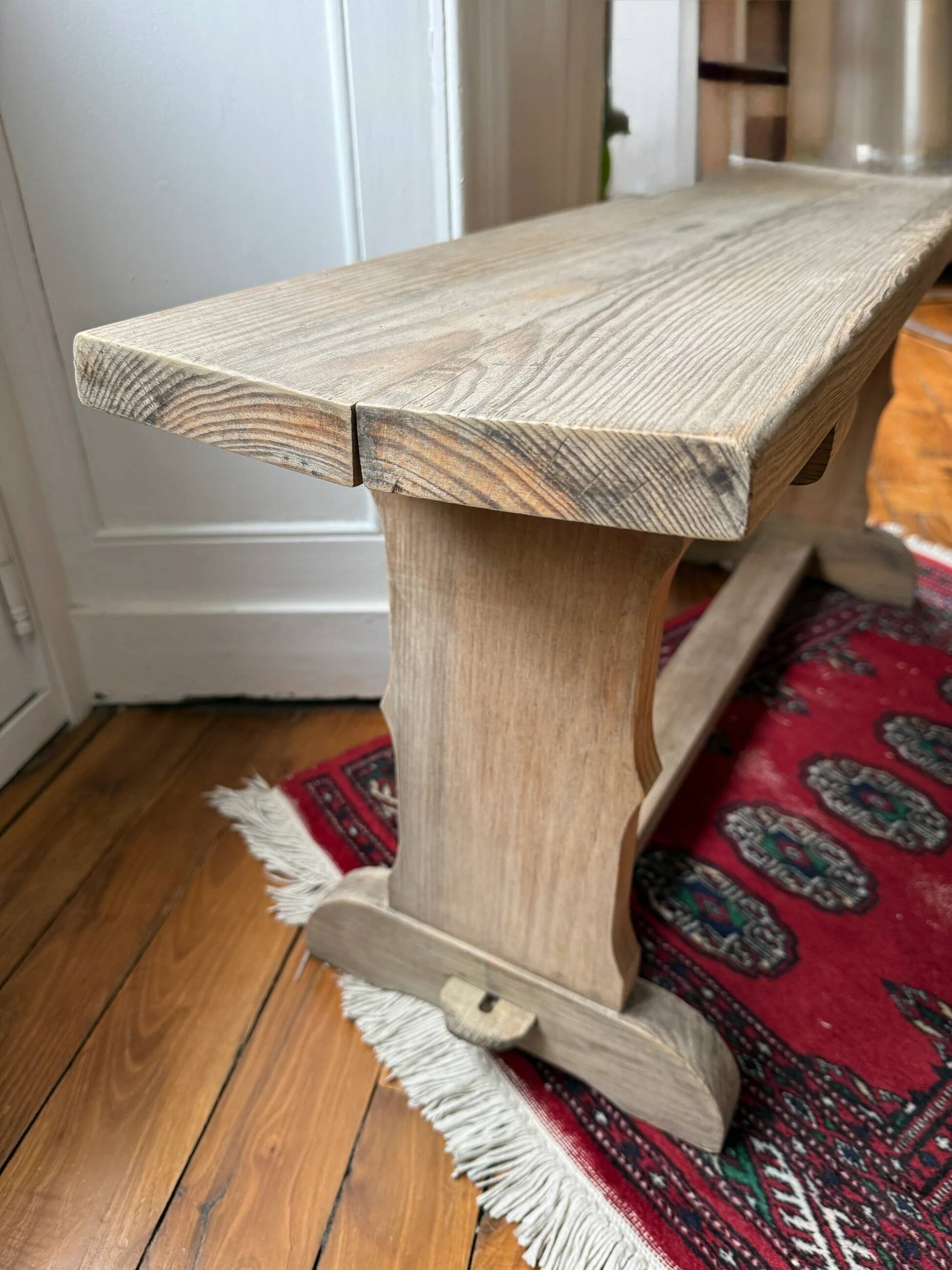 Old school bench in raw wood