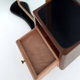 Wooden Entryway Mirror Organizer with Black Glass Tops, Italy