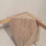 Artedi Italy coffee table in travertine, brass and glass 1970s