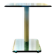 Contemporary square side table in glass with a metallic central column.