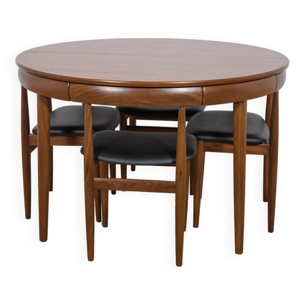 Table de Salle à Manger et Chaises Mid-Century en Teck par Hans Olsen pour Frem Røjle, 1960s, Set de 5