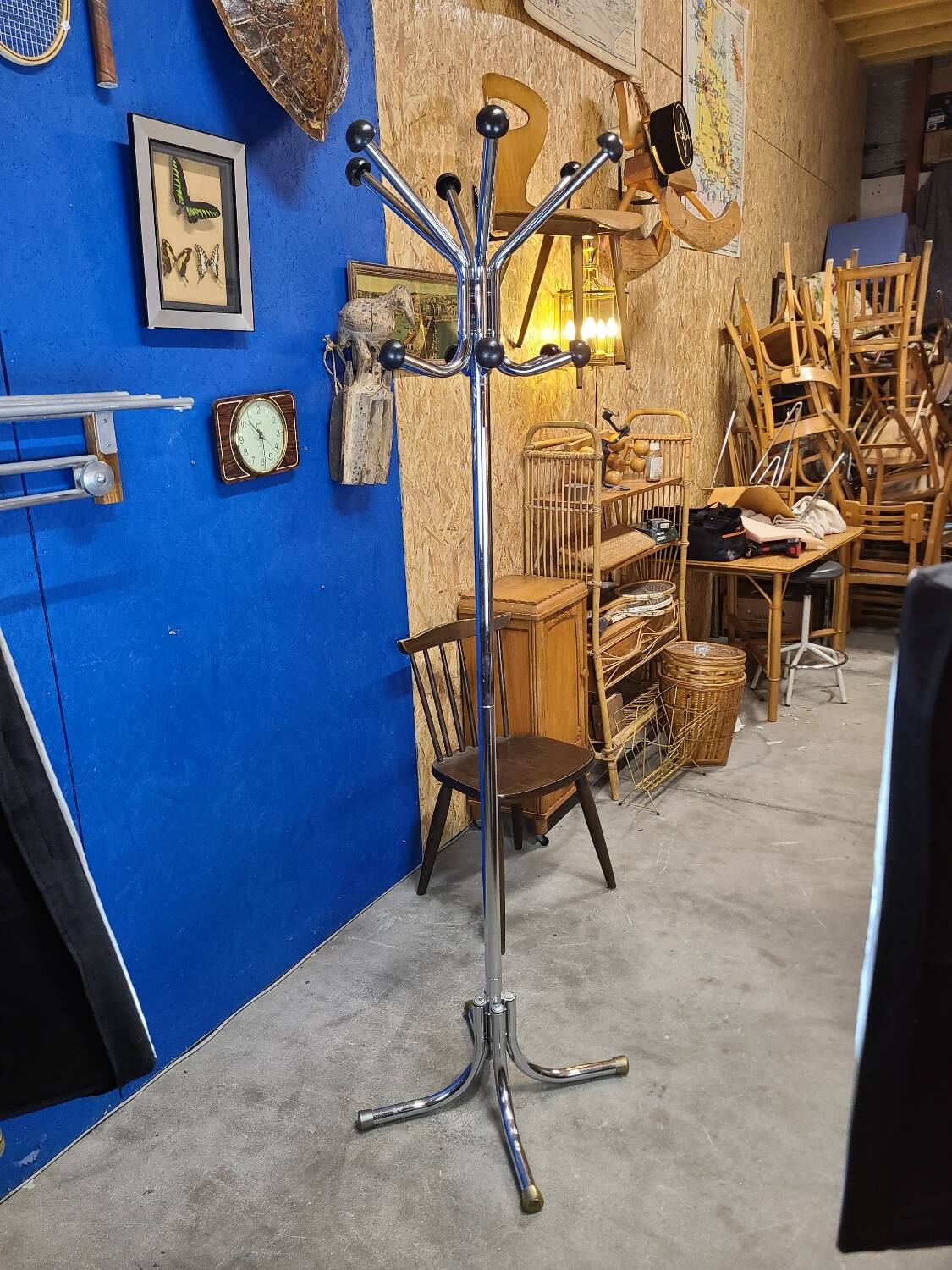 Porte manteau perroquet vintage 70 en chrome