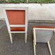 2 Louis XVI chairs in solid wood and orange velvet.