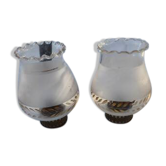 Paire de tulipes en verre et laiton décor or