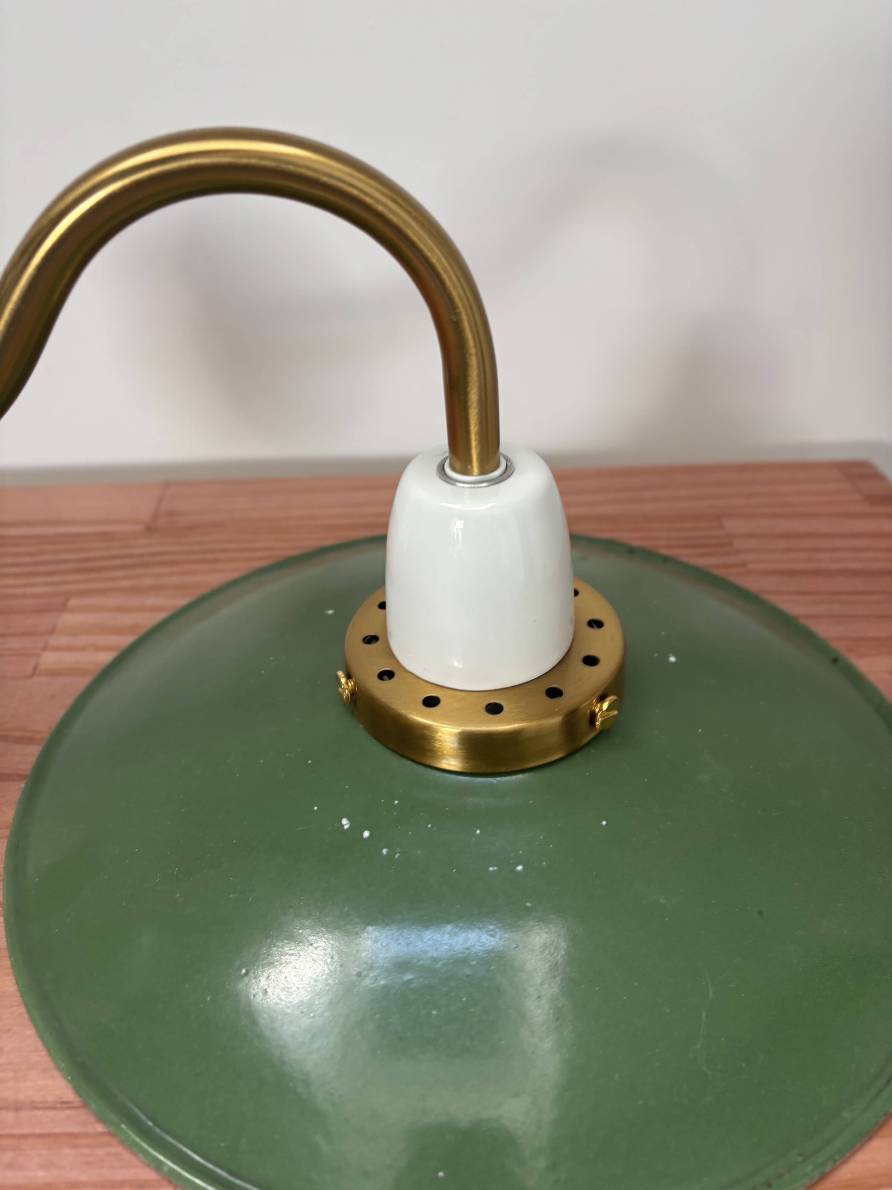 Vintage enamelled sheet metal swan neck wall light